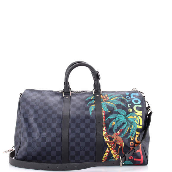 Louis Vuitton 45 Keepall Bandouliere Bag Limited Edition Damier Cobalt Jungle - Picture 3 of 6